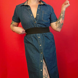 Art Teacher Denim Dress Button Up S/M